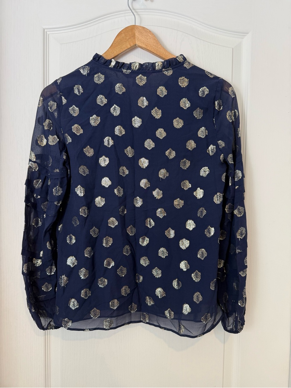 Lilly Pulitzer Navy Blouse with Metallic Dot Print - Picture 6 of 6